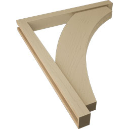 Ekena Millwork - BKTUR0352X32X40THR05RCPR - Timberthane Faux Wood Thorton Style Bracket w/ Offset Brace, Block Ends, 3 1/2"W x 32"D x 40"H, Primed Tan