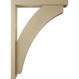 Ekena Millwork - BKTUR0352X32X44THR05RCPR - Timberthane Faux Wood Thorton Style Bracket w/ Offset Brace, Block Ends, 3 1/2"W x 32"D x 44"H, Primed Tan