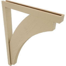 Ekena Millwork - BKTUR0352X32X44THR05RCPR - Timberthane Faux Wood Thorton Style Bracket w/ Offset Brace, Block Ends, 3 1/2"W x 32"D x 44"H, Primed Tan