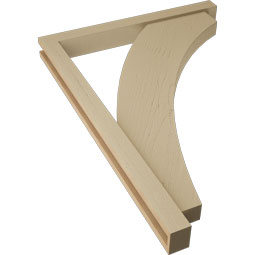 Ekena Millwork - BKTUR0352X32X44THR05RCPR - Timberthane Faux Wood Thorton Style Bracket w/ Offset Brace, Block Ends, 3 1/2"W x 32"D x 44"H, Primed Tan