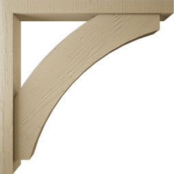 Ekena Millwork - BKTUR0352X34X34THR05RCPR - Timberthane Faux Wood Thorton Style Bracket w/ Offset Brace, Block Ends, 3 1/2"W x 34"D x 34"H, Primed Tan