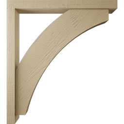 Ekena Millwork - BKTUR0352X34X38THR05RCPR - Timberthane Faux Wood Thorton Style Bracket w/ Offset Brace, Block Ends, 3 1/2"W x 34"D x 38"H, Primed Tan