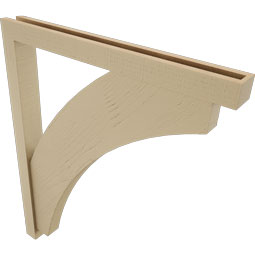 Ekena Millwork - BKTUR0352X34X40THR05RCPR - Timberthane Faux Wood Thorton Style Bracket w/ Offset Brace, Block Ends, 3 1/2"W x 34"D x 40"H, Primed Tan