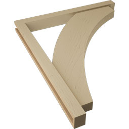 Ekena Millwork - BKTUR0352X34X40THR05RCPR - Timberthane Faux Wood Thorton Style Bracket w/ Offset Brace, Block Ends, 3 1/2"W x 34"D x 40"H, Primed Tan
