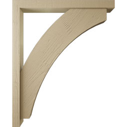 Ekena Millwork - BKTUR0352X34X42THR05RCPR - Timberthane Faux Wood Thorton Style Bracket w/ Offset Brace, Block Ends, 3 1/2"W x 34"D x 42"H, Primed Tan