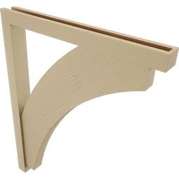 Ekena Millwork - BKTUR0352X34X42THR05RCPR - Timberthane Faux Wood Thorton Style Bracket w/ Offset Brace, Block Ends, 3 1/2"W x 34"D x 42"H, Primed Tan