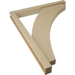 Ekena Millwork - BKTUR0352X34X42THR05RCPR - Timberthane Faux Wood Thorton Style Bracket w/ Offset Brace, Block Ends, 3 1/2"W x 34"D x 42"H, Primed Tan