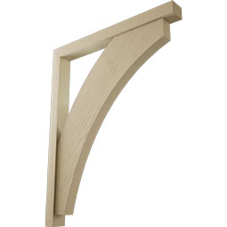 Ekena Millwork - BKTUR0352X34X42THR05RCPR - Timberthane Faux Wood Thorton Style Bracket w/ Offset Brace, Block Ends, 3 1/2"W x 34"D x 42"H, Primed Tan
