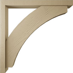 Ekena Millwork - BKTUR0352X36X36THR05RCPR - Timberthane Faux Wood Thorton Style Bracket w/ Offset Brace, Block Ends, 3 1/2"W x 36"D x 36"H, Primed Tan
