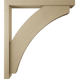 Ekena Millwork - BKTUR0352X36X40THR05RCPR - Timberthane Faux Wood Thorton Style Bracket w/ Offset Brace, Block Ends, 3 1/2"W x 36"D x 40"H, Primed Tan