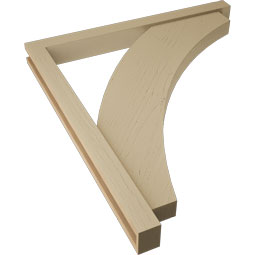 Ekena Millwork - BKTUR0352X36X40THR05RCPR - Timberthane Faux Wood Thorton Style Bracket w/ Offset Brace, Block Ends, 3 1/2"W x 36"D x 40"H, Primed Tan