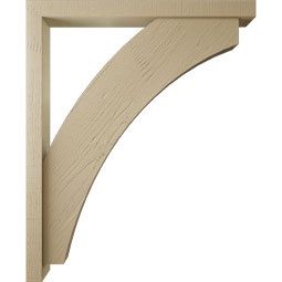 Ekena Millwork - BKTUR0352X36X44THR05RCPR - Timberthane Faux Wood Thorton Style Bracket w/ Offset Brace, Block Ends, 3 1/2"W x 36"D x 44"H, Primed Tan