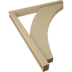 Ekena Millwork - BKTUR0352X36X44THR05RCPR - Timberthane Faux Wood Thorton Style Bracket w/ Offset Brace, Block Ends, 3 1/2"W x 36"D x 44"H, Primed Tan