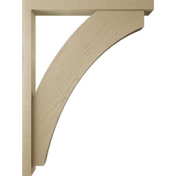 Ekena Millwork - BKTUR0352X36X48THR05RCPR - Timberthane Faux Wood Thorton Style Bracket w/ Offset Brace, Block Ends, 3 1/2"W x 36"D x 48"H, Primed Tan