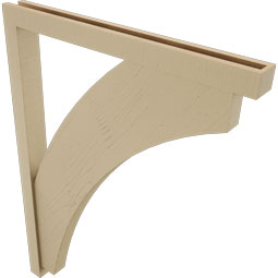 Ekena Millwork - BKTUR0352X36X48THR05RCPR - Timberthane Faux Wood Thorton Style Bracket w/ Offset Brace, Block Ends, 3 1/2"W x 36"D x 48"H, Primed Tan