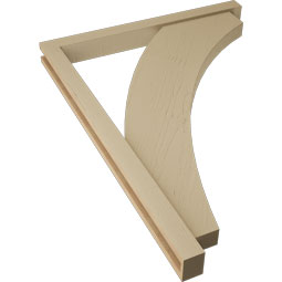 Ekena Millwork - BKTUR0352X36X48THR05RCPR - Timberthane Faux Wood Thorton Style Bracket w/ Offset Brace, Block Ends, 3 1/2"W x 36"D x 48"H, Primed Tan