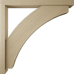 Ekena Millwork - BKTUR0352X38X38THR05RCPR - Timberthane Faux Wood Thorton Style Bracket w/ Offset Brace, Block Ends, 3 1/2"W x 38"D x 38"H, Primed Tan