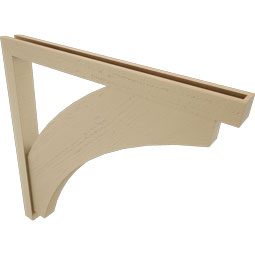 Ekena Millwork - BKTUR0352X38X38THR05RCPR - Timberthane Faux Wood Thorton Style Bracket w/ Offset Brace, Block Ends, 3 1/2"W x 38"D x 38"H, Primed Tan