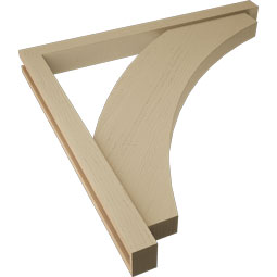 Ekena Millwork - BKTUR0352X38X38THR05RCPR - Timberthane Faux Wood Thorton Style Bracket w/ Offset Brace, Block Ends, 3 1/2"W x 38"D x 38"H, Primed Tan