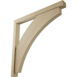 Ekena Millwork - BKTUR0352X38X38THR05RCPR - Timberthane Faux Wood Thorton Style Bracket w/ Offset Brace, Block Ends, 3 1/2"W x 38"D x 38"H, Primed Tan