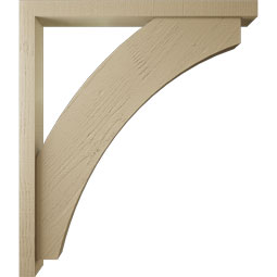 Ekena Millwork - BKTUR0352X38X44THR05RCPR - Timberthane Faux Wood Thorton Style Bracket w/ Offset Brace, Block Ends, 3 1/2"W x 38"D x 44"H, Primed Tan