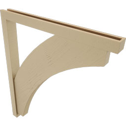 Ekena Millwork - BKTUR0352X38X44THR05RCPR - Timberthane Faux Wood Thorton Style Bracket w/ Offset Brace, Block Ends, 3 1/2"W x 38"D x 44"H, Primed Tan
