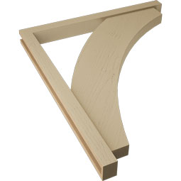 Ekena Millwork - BKTUR0352X38X44THR05RCPR - Timberthane Faux Wood Thorton Style Bracket w/ Offset Brace, Block Ends, 3 1/2"W x 38"D x 44"H, Primed Tan