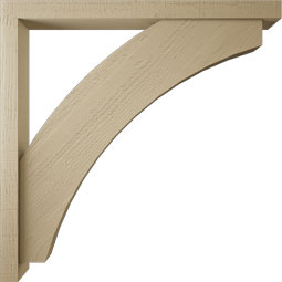 Ekena Millwork - BKTUR0352X40X40THR05RCPR - Timberthane Faux Wood Thorton Style Bracket w/ Offset Brace, Block Ends, 3 1/2"W x 40"D x 40"H, Primed Tan