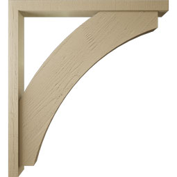 Ekena Millwork - BKTUR0352X40X44THR05RCPR - Timberthane Faux Wood Thorton Style Bracket w/ Offset Brace, Block Ends, 3 1/2"W x 40"D x 44"H, Primed Tan