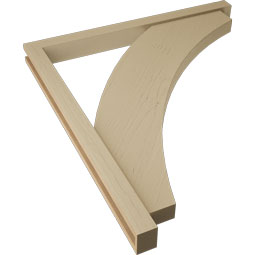 Ekena Millwork - BKTUR0352X40X44THR05RCPR - Timberthane Faux Wood Thorton Style Bracket w/ Offset Brace, Block Ends, 3 1/2"W x 40"D x 44"H, Primed Tan