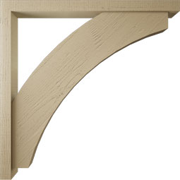 Ekena Millwork - BKTUR0352X42X42THR05RCPR - Timberthane Faux Wood Thorton Style Bracket w/ Offset Brace, Block Ends, 3 1/2"W x 42"D x 42"H, Primed Tan