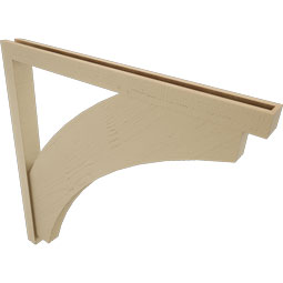 Ekena Millwork - BKTUR0352X42X42THR05RCPR - Timberthane Faux Wood Thorton Style Bracket w/ Offset Brace, Block Ends, 3 1/2"W x 42"D x 42"H, Primed Tan