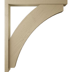 Ekena Millwork - BKTUR0352X42X48THR05RCPR - Timberthane Faux Wood Thorton Style Bracket w/ Offset Brace, Block Ends, 3 1/2"W x 42"D x 48"H, Primed Tan
