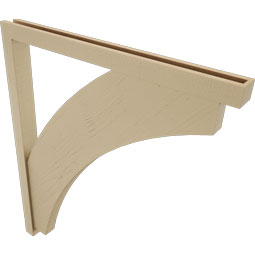 Ekena Millwork - BKTUR0352X42X48THR05RCPR - Timberthane Faux Wood Thorton Style Bracket w/ Offset Brace, Block Ends, 3 1/2"W x 42"D x 48"H, Primed Tan