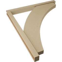 Ekena Millwork - BKTUR0352X42X48THR05RCPR - Timberthane Faux Wood Thorton Style Bracket w/ Offset Brace, Block Ends, 3 1/2"W x 42"D x 48"H, Primed Tan