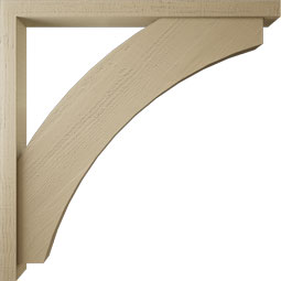 Ekena Millwork - BKTUR0352X44X44THR05RCPR - Timberthane Faux Wood Thorton Style Bracket w/ Offset Brace, Block Ends, 3 1/2"W x 44"D x 44"H, Primed Tan