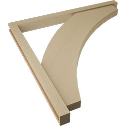 Ekena Millwork - BKTUR0352X44X44THR05RCPR - Timberthane Faux Wood Thorton Style Bracket w/ Offset Brace, Block Ends, 3 1/2"W x 44"D x 44"H, Primed Tan