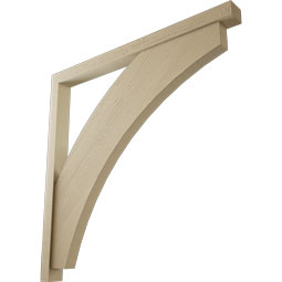 Ekena Millwork - BKTUR0352X44X44THR05RCPR - Timberthane Faux Wood Thorton Style Bracket w/ Offset Brace, Block Ends, 3 1/2"W x 44"D x 44"H, Primed Tan
