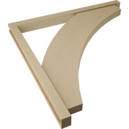 Ekena Millwork - BKTUR0352X46X46THR05RCPR - Timberthane Faux Wood Thorton Style Bracket w/ Offset Brace, Block Ends, 3 1/2"W x 46"D x 46"H, Primed Tan