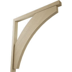 Ekena Millwork - BKTUR0352X46X46THR05RCPR - Timberthane Faux Wood Thorton Style Bracket w/ Offset Brace, Block Ends, 3 1/2"W x 46"D x 46"H, Primed Tan