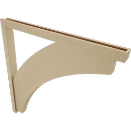 Ekena Millwork - BKTUR0352X48X48THR05RCPR - Timberthane Faux Wood Thorton Style Bracket w/ Offset Brace, Block Ends, 3 1/2"W x 48"D x 48"H, Primed Tan
