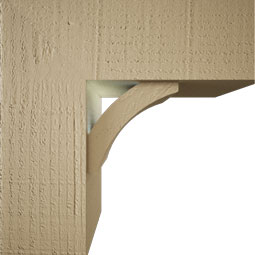 Ekena Millwork - BKTUR0554X14X14THR05RCPR - Timberthane Faux Wood Thorton Style Bracket w/ Offset Brace, Block Ends, 5 1/2"W x 14"D x 14"H, Primed Tan