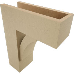 Ekena Millwork - BKTUR0554X14X18THR05RCPR - Timberthane Faux Wood Thorton Style Bracket w/ Offset Brace, Block Ends, 5 1/2"W x 14"D x 18"H, Primed Tan