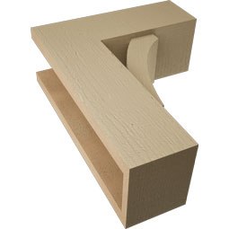 Ekena Millwork - BKTUR0554X14X18THR05RCPR - Timberthane Faux Wood Thorton Style Bracket w/ Offset Brace, Block Ends, 5 1/2"W x 14"D x 18"H, Primed Tan