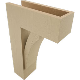 Ekena Millwork - BKTUR0554X14X22THR05RCPR - Timberthane Faux Wood Thorton Style Bracket w/ Offset Brace, Block Ends, 5 1/2"W x 14"D x 22"H, Primed Tan