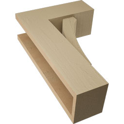Ekena Millwork - BKTUR0554X14X22THR05RCPR - Timberthane Faux Wood Thorton Style Bracket w/ Offset Brace, Block Ends, 5 1/2"W x 14"D x 22"H, Primed Tan