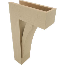 Ekena Millwork - BKTUR0554X14X26THR05RCPR - Timberthane Faux Wood Thorton Style Bracket w/ Offset Brace, Block Ends, 5 1/2"W x 14"D x 26"H, Primed Tan