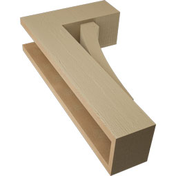 Ekena Millwork - BKTUR0554X14X26THR05RCPR - Timberthane Faux Wood Thorton Style Bracket w/ Offset Brace, Block Ends, 5 1/2"W x 14"D x 26"H, Primed Tan