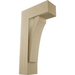 Ekena Millwork - BKTUR0554X14X26THR05RCPR - Timberthane Faux Wood Thorton Style Bracket w/ Offset Brace, Block Ends, 5 1/2"W x 14"D x 26"H, Primed Tan