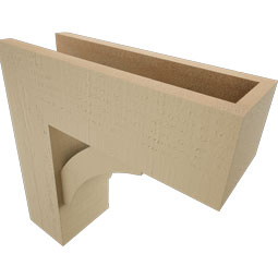 Ekena Millwork - BKTUR0554X16X16THR05RCPR - Timberthane Faux Wood Thorton Style Bracket w/ Offset Brace, Block Ends, 5 1/2"W x 16"D x 16"H, Primed Tan
